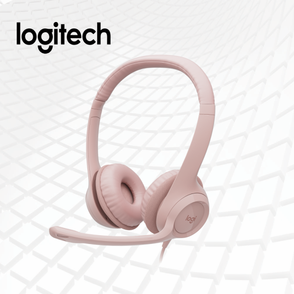 Audífonos Logitech H390 Rosado USB con Supresión de Ruido
