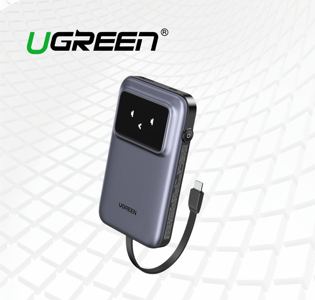 CARGADOR PORTATIL 10,000mAh 30w CABLE USB-C INTEGRADO UGREEN 35603B