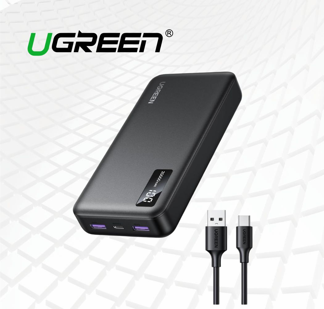 CARGADOR PORTATIL 20,000mAh 20W 1xUSB-C, 2xUSB-A UGREEN 25683