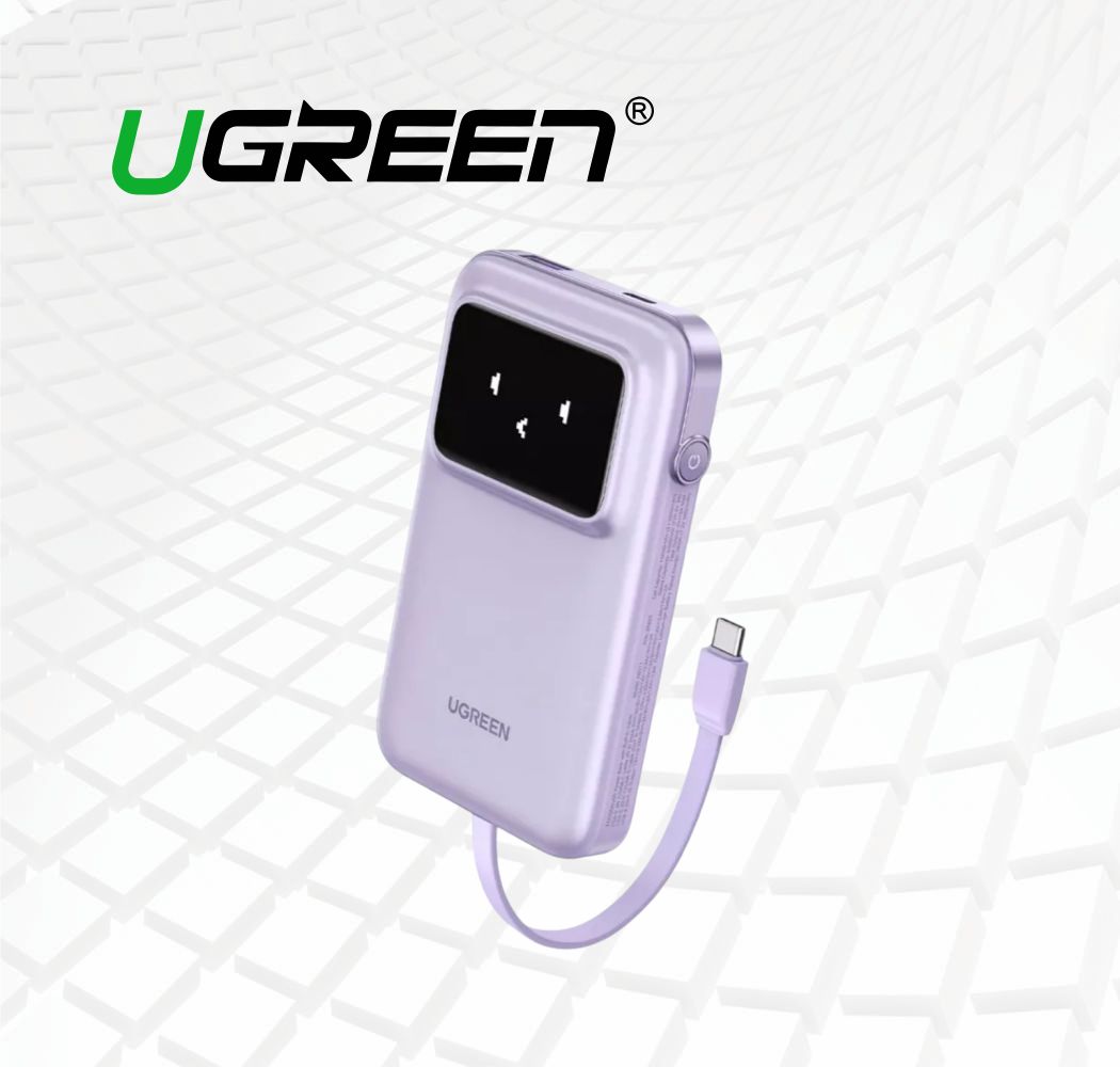CARGADOR PORTATIL 10,000mAh 30w ROBOT CON CABLE INCORPORADO USB-C UGREEN 35604B (2) CARGADOR PORTATIL 10,000mAh 30w ROBOT CON CABLE INCORPORADO USB-C UGREEN 35604B