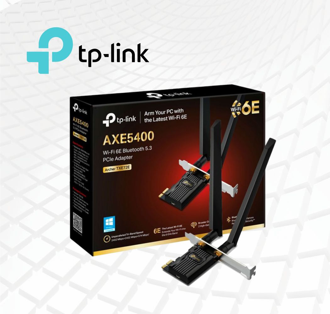 TARJETA DE RED PCIe Wi-Fi 6E BLUETOOTH AXE54000 TRIPLE BANDA 6Ghz TP-LINK ARCHER TXE72E TP-LINK ARCHER TXE72E