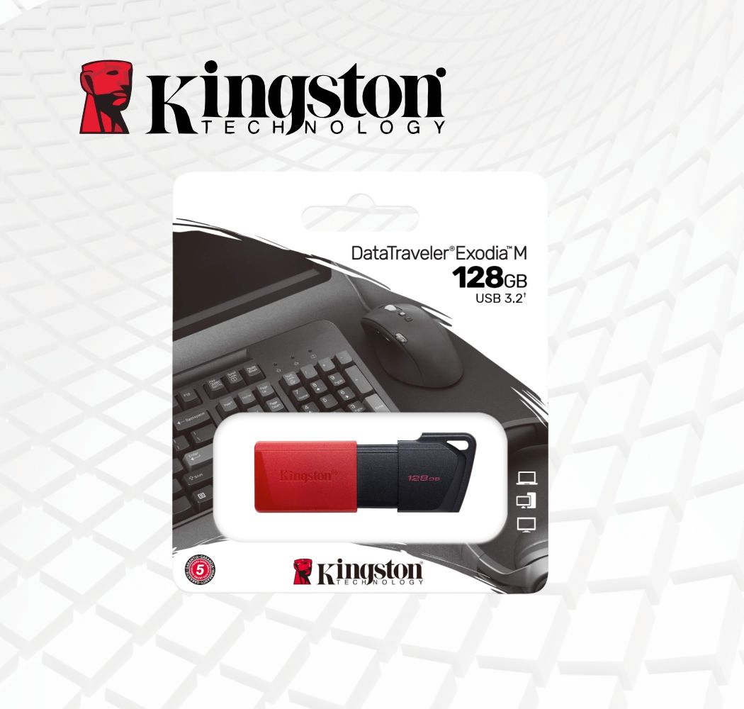 MEMORIA USB 128GB EXODIA M | COLOR NEGRO/ROJO | KINGSTON DTXM/128GB